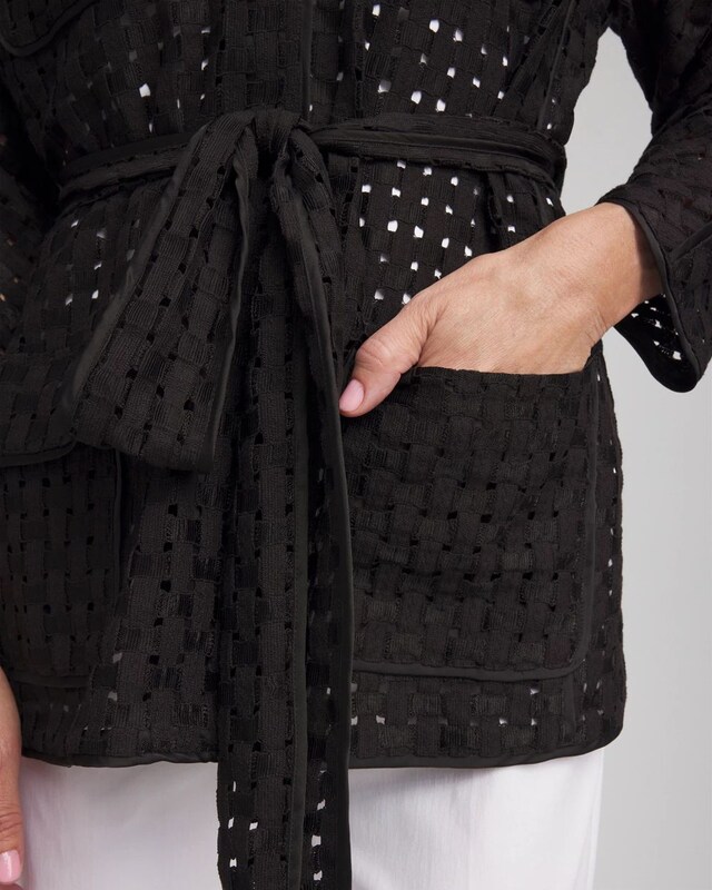 Open-Stitch Tie-Front Kimono Jacket - image 4